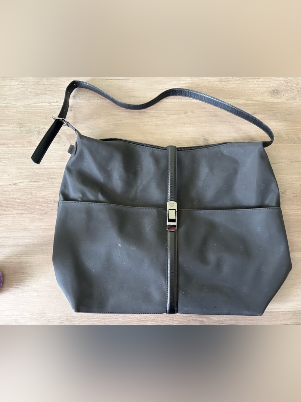 Vintage MCM Michael Cromer München Black Nylon Shoulder Hobo Bag